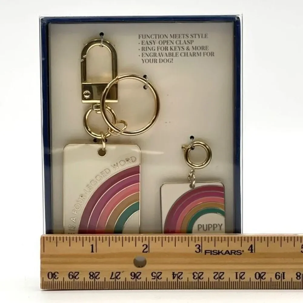NWT Southern Living Key Chain and‎ Dog Collar Charm Set Rainbow Pet Owner Gift